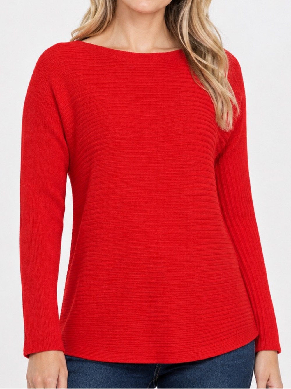 Eileen Fisher Red Organic Cotton Silk Blend Long Sleeve Jumper Sweater Sz Small